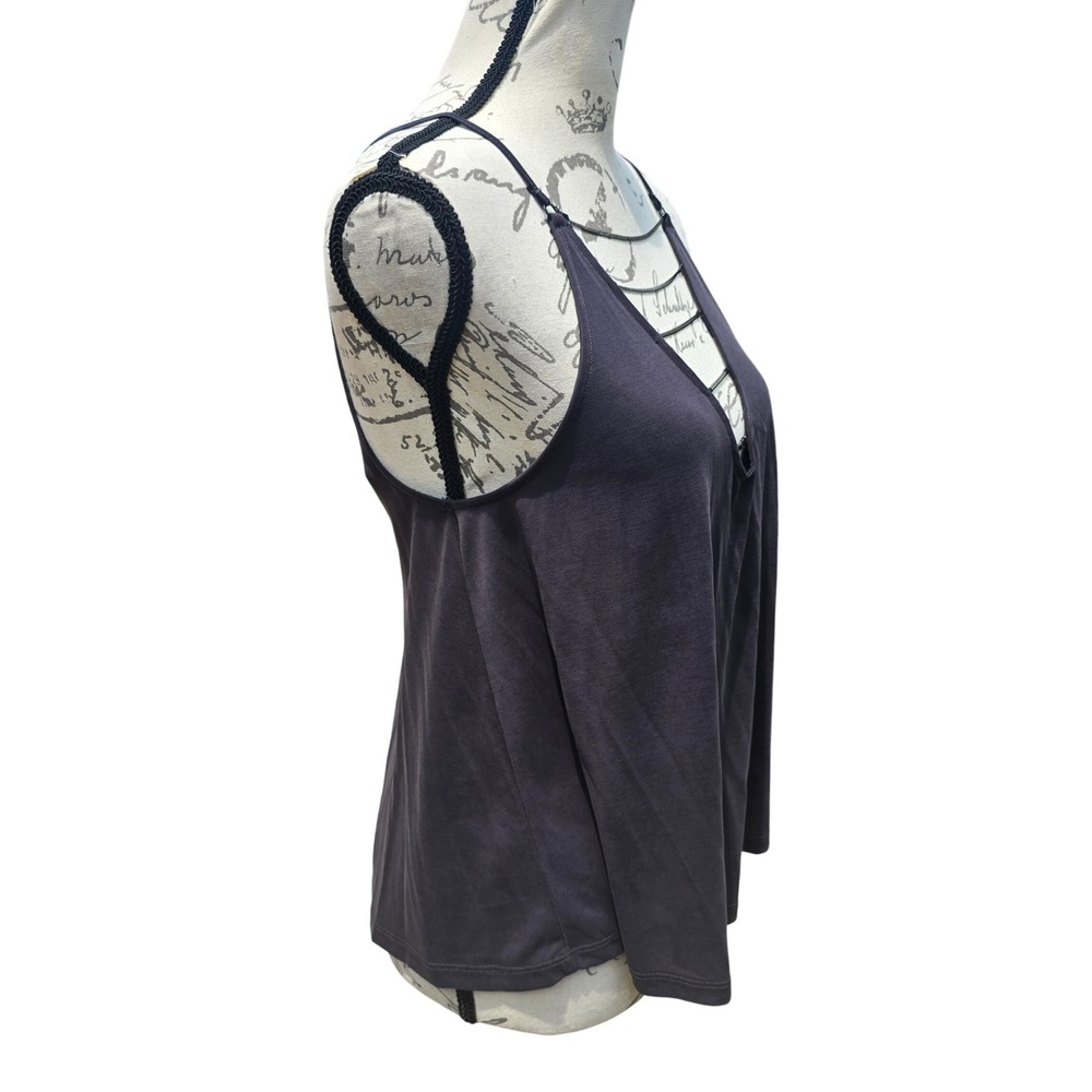 Silence + Noise NWT Womens Strappy V-Neck Tank Top Black OB564699 Size Small - Picture 3 of 9